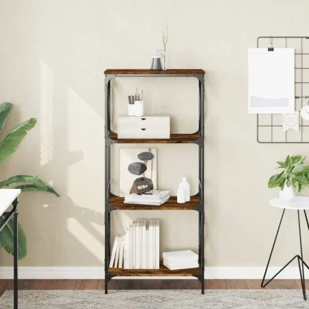 Bookcase with 4 smoked oak engineered wood shelves 59x35x132cm by , Bookcases and shelves - Ref: Foro24-837619, Price: 55,24 ...