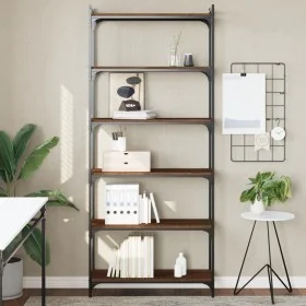 Bookshelf with 6 oak brown engineered wood shelves, 80x30x188 cm. by , Bookcases and shelves - Ref: Foro24-837686, Price: 82,...