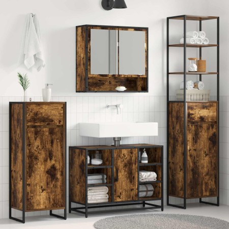 Gabinete de Baño con cajón Roble Humo 40 x 30 x 100 cm en Tocadores de baño | Comprar online en Foro24