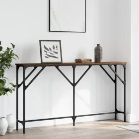 Engineered wood brown oak console table 140x23x75 cm by , Side tables - Ref: Foro24-837776, Price: 47,98 €, Discount: %