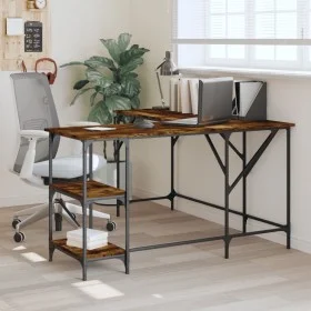Schreibtisch aus Holzwerkstoff Räuchereiche 139x139x75 cm von , Schreibtische - Ref: Foro24-837589, Preis: 92,73 €, Rabatt: %