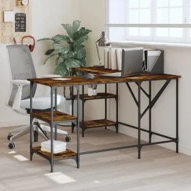 Engineered wood smoked oak desk 139x139x75 cm by , Desks - Ref: Foro24-837594, Price: 99,01 €, Discount: %