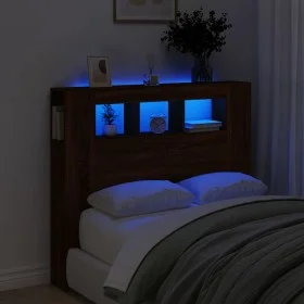 LED-Kopfteil aus Holzwerkstoff, braune Eiche, 120 x 18,5 x 103,5 cm von , Kopf- und Fußteile - Ref: Foro24-837343, Preis: 67,...