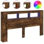 Cabecero LED madera ingeniería roble ahumado 180x18,5x103,5 cm de , Cabeceros y pies de cama - Ref: Foro24-837362, Precio: 82...