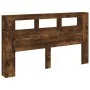Cabecero LED madera ingeniería roble ahumado 180x18,5x103,5 cm de , Cabeceros y pies de cama - Ref: Foro24-837362, Precio: 82...