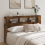 Cabecero LED madera ingeniería roble ahumado 180x18,5x103,5 cm de , Cabeceros y pies de cama - Ref: Foro24-837362, Precio: 86...