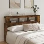 Cabecero LED madera ingeniería roble ahumado 180x18,5x103,5 cm de , Cabeceros y pies de cama - Ref: Foro24-837362, Precio: 82...