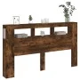 Cabecero LED madera ingeniería roble ahumado 180x18,5x103,5 cm de , Cabeceros y pies de cama - Ref: Foro24-837362, Precio: 82...