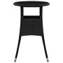 Mesa de jardín vidrio templado ratán sintético negro Ø60x75 cm