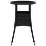 Mesa de jardín vidrio templado ratán sintético negro Ø60x75 cm