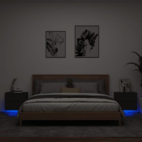 Wall-mounted bedside tables with LED lights, 2 units, black by , Nightstands - Ref: Foro24-836815, Price: 87,58 €, Discount: %
