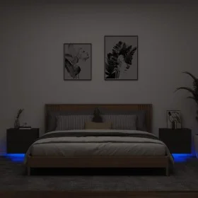 Wall-mounted bedside tables with LED lights, 2 units, black by , Nightstands - Ref: Foro24-836815, Price: 88,71 €, Discount: %