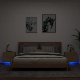 Wall-mounted bedside tables with LED lights, 2 units Sonoma oak by , Nightstands - Ref: Foro24-836817, Price: 95,12 €, Discou...