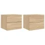 Wall-mounted bedside tables with LED lights, 2 units Sonoma oak by , Nightstands - Ref: Foro24-836817, Price: 95,12 €, Discou...
