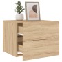 Wall-mounted bedside tables with LED lights, 2 units Sonoma oak by , Nightstands - Ref: Foro24-836817, Price: 96,55 €, Discou...