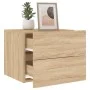 Wall-mounted bedside tables with LED lights, 2 units Sonoma oak by , Nightstands - Ref: Foro24-836817, Price: 95,12 €, Discou...