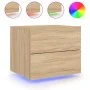 Wall-mounted bedside tables with LED lights, 2 units Sonoma oak by , Nightstands - Ref: Foro24-836817, Price: 95,12 €, Discou...