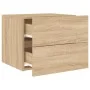 Wall-mounted bedside tables with LED lights, 2 units Sonoma oak by , Nightstands - Ref: Foro24-836817, Price: 95,12 €, Discou...