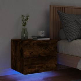 Mesita de noche de pared con luces LED roble ahumado de , Mesitas de noche - Ref: Foro24-836820, Precio: 55,77 €, Descuento: %