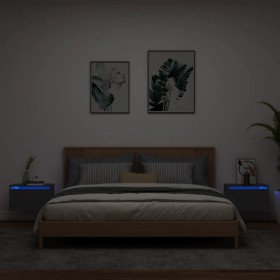 Mesitas de noche de pared con luces LED 2 unidades negro de , Mesitas de noche - Ref: Foro24-836829, Precio: 82,75 €, Descuen...