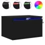 Wall-mounted bedside tables with LED lights, 2 units, black by , Nightstands - Ref: Foro24-836829, Price: 80,85 €, Discount: %