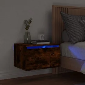 Wandmontierter Nachttisch mit LED-Leuchten Räuchereiche von , Nachttische - Ref: Foro24-836834, Preis: 36,70 €, Rabatt: %