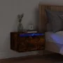 Wall-mounted bedside table with LED lights in smoked oak. by , Nightstands - Ref: Foro24-836834, Price: 36,70 €, Discount: %