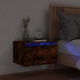 Wandmontierter Nachttisch mit LED-Leuchten Räuchereiche von , Nachttische - Ref: Foro24-836834, Preis: 37,45 €, Rabatt: %