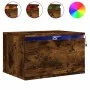 Wall-mounted bedside table with LED lights in smoked oak. by , Nightstands - Ref: Foro24-836834, Price: 36,70 €, Discount: %