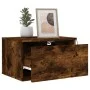 Wall-mounted bedside table with LED lights in smoked oak. by , Nightstands - Ref: Foro24-836834, Price: 36,70 €, Discount: %
