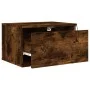 Wall-mounted bedside table with LED lights in smoked oak. by , Nightstands - Ref: Foro24-836834, Price: 36,70 €, Discount: %