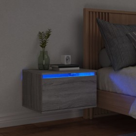 Mesita de noche de pared con luces LED gris Sonoma de , Mesitas de noche - Ref: Foro24-836836, Precio: 38,91 €, Descuento: %