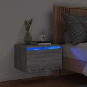 Wall-mounted bedside table with Sonoma gray LED lights by , Nightstands - Ref: Foro24-836836, Price: 38,15 €, Discount: %