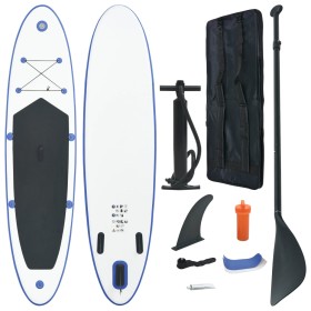 Juego de tabla de paddle surf hinchable azul y blanco