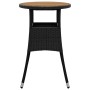 Mesa de jardín madera acacia y ratán sintético negro Ø60x75 cm