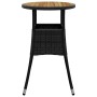 Mesa de jardín madera acacia y ratán sintético negro Ø60x75 cm