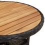 Mesa de jardín madera acacia y ratán sintético negro Ø60x75 cm