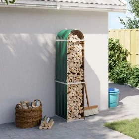 Green galvanized steel firewood rack 40x45x170 cm by , Firewood bags and holders - Ref: Foro24-364538, Price: 55,84 €, Discou...