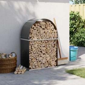 Holzhalter aus verzinktem Stahl anthrazitgrau 80x45x120 cm von , Brennholztaschen und -halter - Ref: Foro24-364559, Preis: 53...