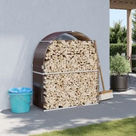 Galvanized steel firewood rack in brown, 120x45x140 cm. by , Firewood bags and holders - Ref: Foro24-364571, Price: 58,49 €, ...