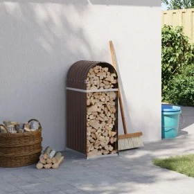 Galvanized steel firewood rack, brown, 40x45x100 cm. by , Firewood bags and holders - Ref: Foro24-364567, Price: 49,55 €, Dis...