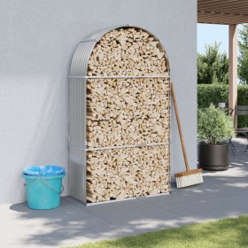 Holzhalter aus hellgrauem verzinktem Stahl 120x45x210 cm von , Brennholztaschen und -halter - Ref: Foro24-364552, Preis: 61,0...