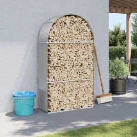 Light gray galvanized steel firewood rack 120x45x210 cm by , Firewood bags and holders - Ref: Foro24-364552, Price: 60,25 €, ...