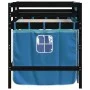 Cama alta para niños con cortinas madera pino azul 90x200 cm de , Camas y somieres - Ref: Foro24-3206971, Precio: 194,18 €, D...