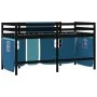 Cama alta para niños con cortinas madera pino azul 90x200 cm de , Camas y somieres - Ref: Foro24-3206971, Precio: 194,18 €, D...
