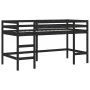 Cama alta para niños con cortinas madera pino azul 90x200 cm de , Camas y somieres - Ref: Foro24-3206971, Precio: 194,18 €, D...