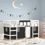 Cama alta niños con cortinas madera pino blanco negro 90x200 cm de , Camas y somieres - Ref: Foro24-3206967, Precio: 215,36 €...