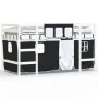 Cama alta niños con cortinas madera pino blanco negro 90x200 cm de , Camas y somieres - Ref: Foro24-3206967, Precio: 215,36 €...