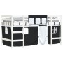 Children's loft bed with black white pine wood curtains 90x200 cm by , Beds and slatted bases - Ref: Foro24-3206967, Price: 2...