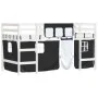 Cama alta niños con cortinas madera pino blanco negro 90x200 cm de , Camas y somieres - Ref: Foro24-3206967, Precio: 215,36 €...